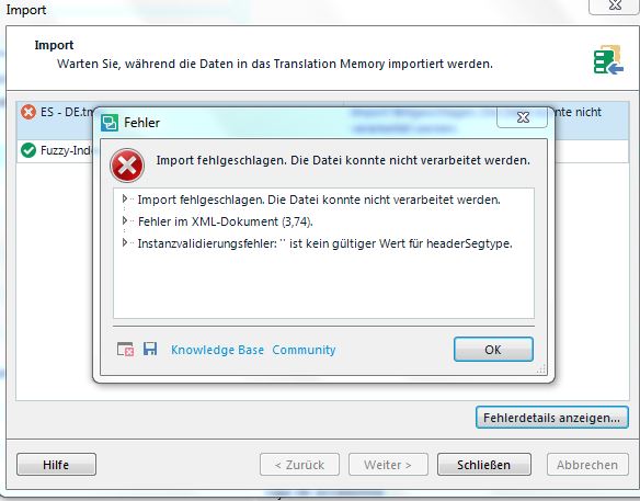 Can't Import .tmx File Into Databased Translation Memory - 2. Trados ...