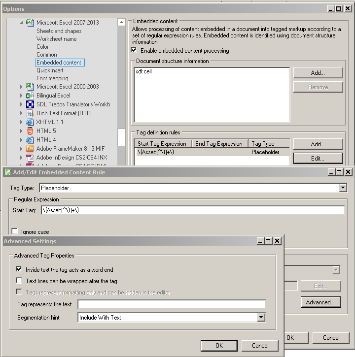 How to change long text placeholders to tags when imported to Trados