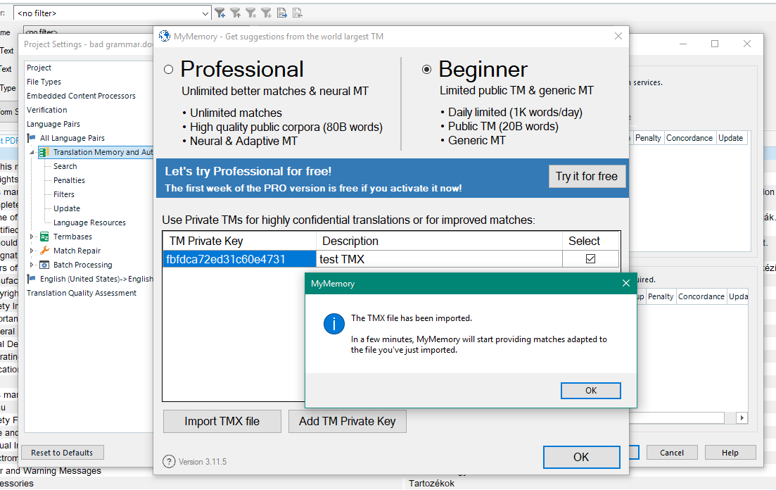 Der Objektverweis wurde nicht auf eine Objektinstanz festgelegt beim Verwenden von MyMemory 1