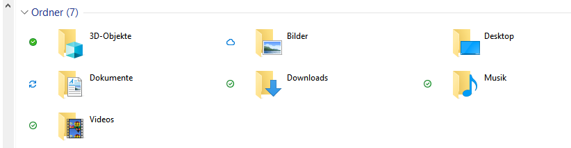 Windows Explorer showing a list of folders including 3D-Objekte, Bilder, Desktop, Dokumente, Downloads, Musik, and Videos.