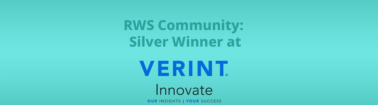 RWS Community wins Innovation award at the Verint Awards 2022