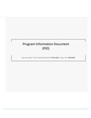 Screenshot of a DOCX document titled 'Program Information Document (PID)' with a section for 'Approval Stage' and 'Date PreparedUpdated' but no visible text content for translation.