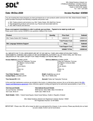 Screenshot of invoice 630560 for SDL Trados Studio purchase dated 1012 showing a charge of 505.00 USD.