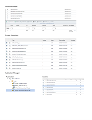 Trados Studio Content Manager window showing a list of images with details such as name, type, and status. Some images have a yellow warning symbol with the message 'Language or resolution is not available'.