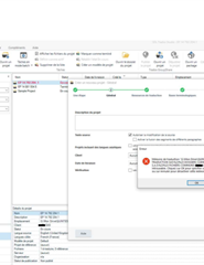 Trados Studio screenshot showing a project creation process with an error message about a 'temporary' file in the web browser not found.