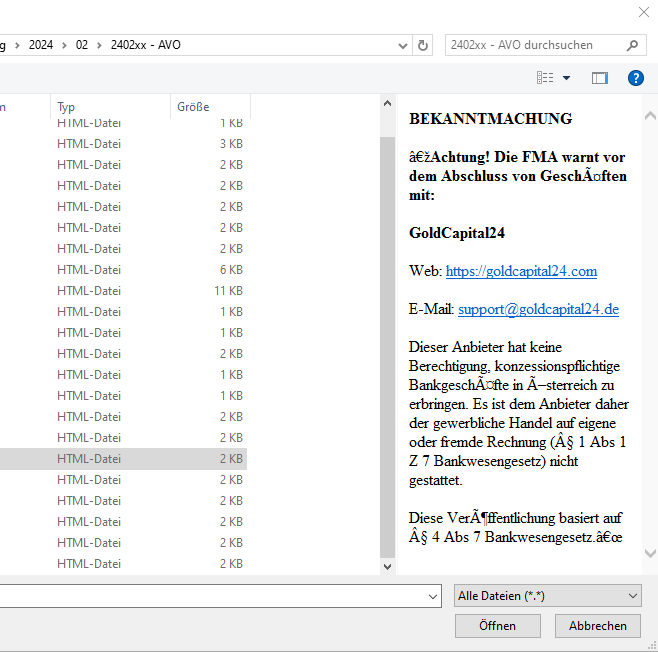Preview pane in add files in file view showing strange characters for HTML files