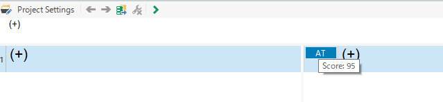 Trados Studio screenshot showing a segment with the abbreviation 'AT' highlighted and a translation memory match score of 95% displayed.