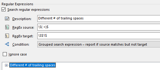 QA Regex to check the number of rtiling spaces