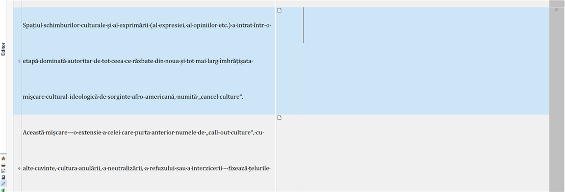 Screenshot of Trados Studio 2021 editor window showing text with large line spacing despite attempts to adjust settings.