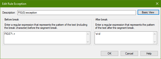 Screenshot showing the edited FIGS exception rule