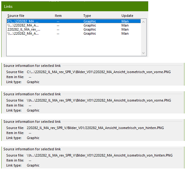 Screenshot showing the paths in Microsoft Word