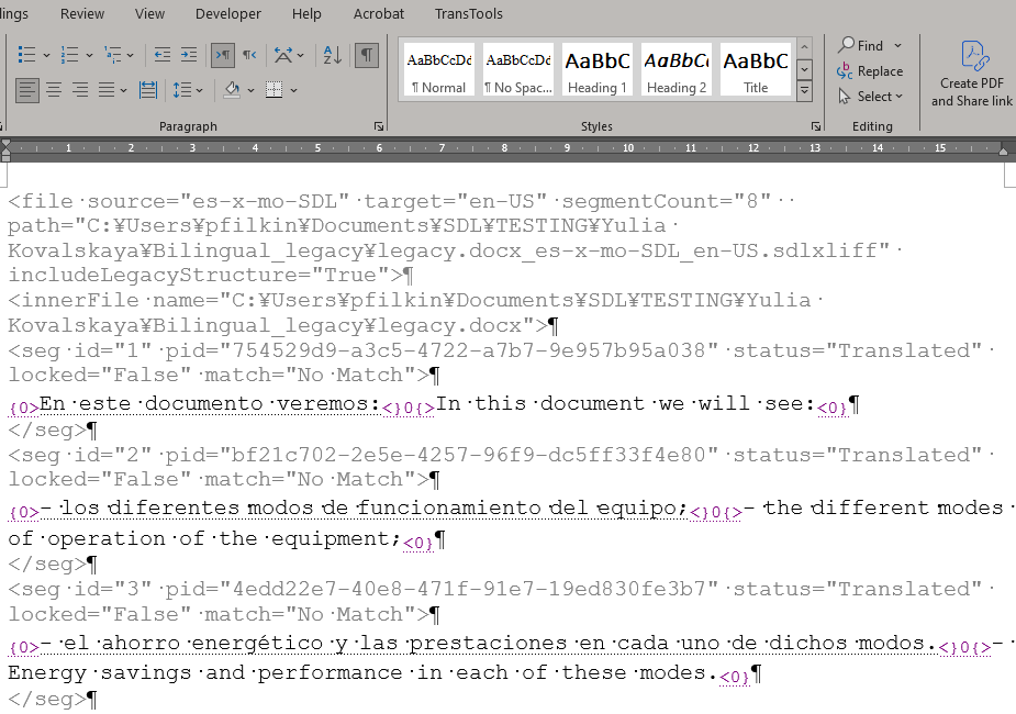 RTF with hidden chars showing