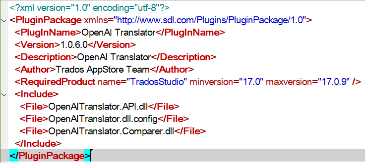 Screenshot sowing the plugin manifest details for version 1.0.6.0