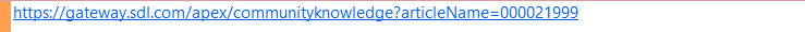 Screenshot of a simplified URL with the article number '000021999' from a knowledge base.