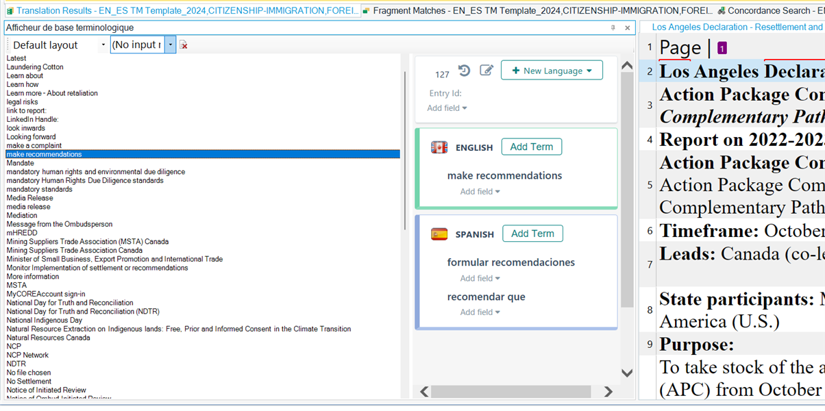 Termbase Viewer in Trados Studio without 'Context' field before activating the input model.