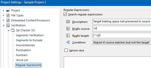 Regex rule: Target trailing space not preserved in source