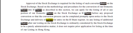 Screenshot of a text document with the word 'Shares' highlighted in yellow, indicating an unsuccessful conversion attempt in Trados Studio.