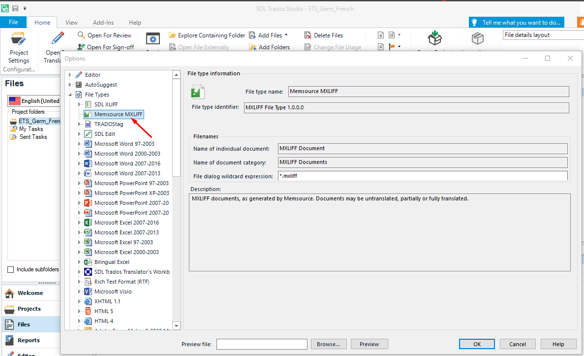 Как открыть файл mxliff в sdl trados studio