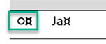 Close-up view of a correctly visualized symbol in Trados Studio, marked with a green border.