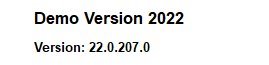 Screenshot showing the title 'Demo Version 2022' and version number '22.0.207.0' with no visible errors.