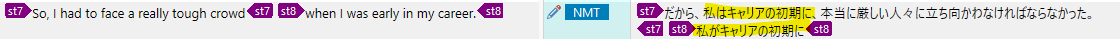 Screenshot showing text with non-standard tag pairs and a repeated translation error in the output.