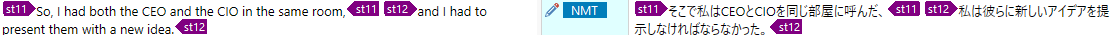 Screenshot showing text with non-standard tag pairs with correct tag handling and acceptable translation output.