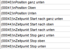 Screenshot of an MS Excel file showing a list of items each preceded by newline character n and a number in parentheses.