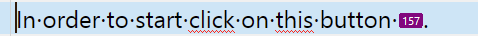 Screenshot showing a sentence with a tag '157' placed before a period, underlined with red wavy lines indicating an error.