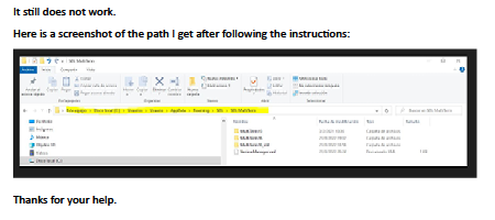 File Explorer window showing a list of files and folders, presumably related to SDL MultiTerm, after following troubleshooting instructions.