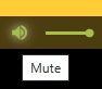 Screenshot showing a volume control interface with the sound level at medium and a Mute button below, which appears to be enabled.