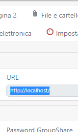 Trados Studio application settings window showing a field labeled 'URL' with the value 'http:localhost' entered.