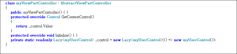 Screenshot of code with class myViewPartController showing no visible errors or warnings.