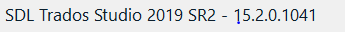 Screenshot showing Trados Studio 2019 SR2 version 15.2.0.1041.