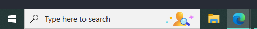 Screenshot of the Windows taskbar with a 'Type here to search' field.