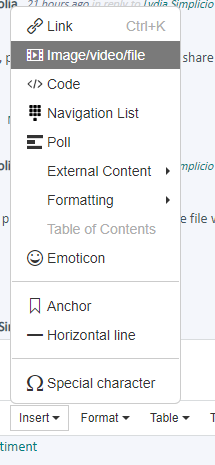 Dropdown menu in Trados Studio with options such as Link, Imagevideofile, Code, and others.