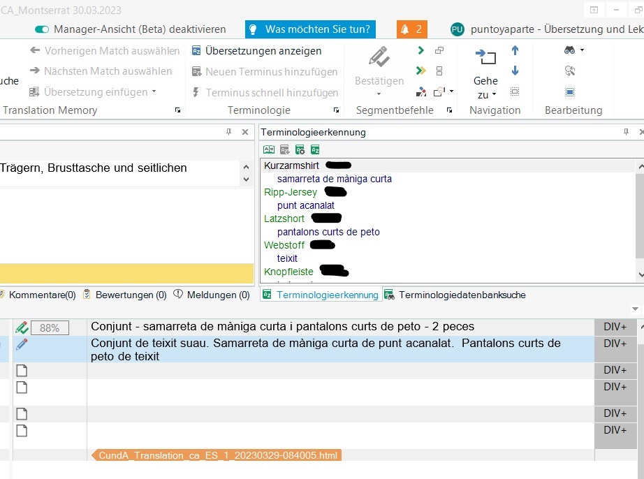 Trados Studio interface showing a translation project with the 'Add New Term' and 'Quick Add New Term' buttons grayed out and unclickable, indicating an issue with adding terminology.