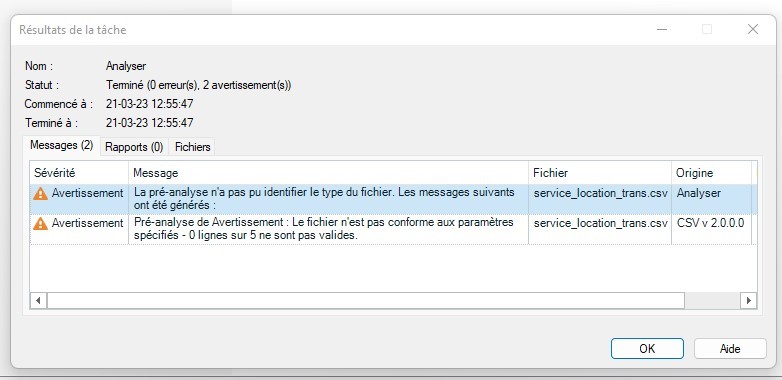Error message in Trados Studio stating 'The pre-analysis has not identified the file type' and 'The file does not conform to the specified settings - 0 lines out of 5 are valid.'