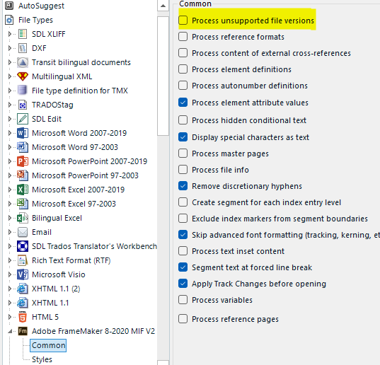 Problem creating a project with MIF files 2. Trados Studio Trados