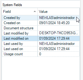 Screenshot of Trados Studio's TM system fields showing inconsistent date formats with 'Created on' displaying 09012024 18:45:20 and 'Last used on' showing 01092024 17:29:44.