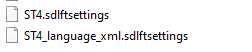Screenshot showing two files: ST4.sdlftsettings and ST4_language_xml.sdlftsettings, listed in a file explorer window.