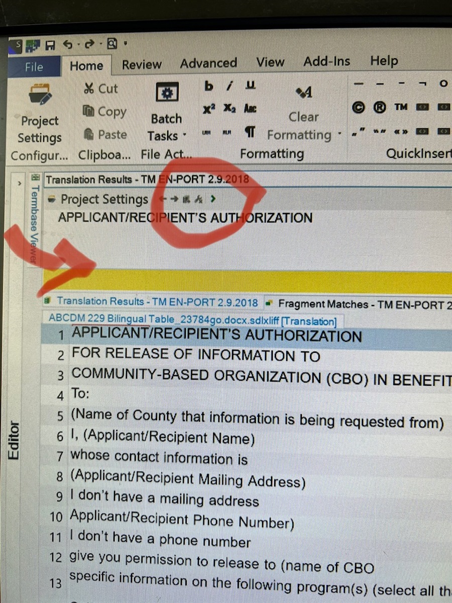 Screenshot of Trados Studio interface with Translation Results pane open, showing no results. Tool icons above the pane are greyed out, indicating inactive status.