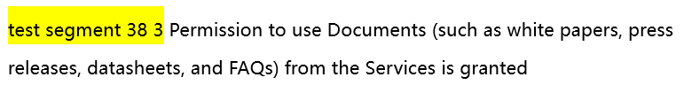 Screenshot showing a paragraph in a Word document with the first part highlighted in yellow, indicating text not to be translated in Trados Studio.