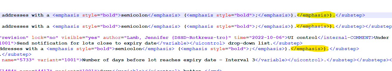 Screenshot of Trados Studio showing XML validation error with malformed tags and extra characters in segment 441.