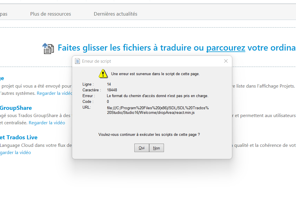 script error message - 1. Trados Studio - Trados Studio - RWS Community