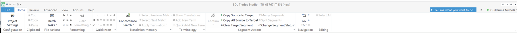 Screenshot of SDL Trados Studio interface showing the menu options with 'Show Translations' selected, indicating a solution to a previous issue.