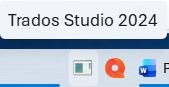 Taskbar showing Trados Studio 2024 with an incorrect generic icon before launching the application.