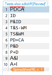Screenshot of Trados Studio Term Recognition window showing recognized terms in segments 1-6 but not in segments 7-10.