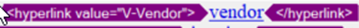Screenshot of Trados Studio showing a hyperlink not extracted correctly, only displaying 'V-Vendor' without a full address.