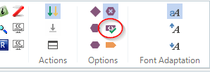 Trados Studio 'View' tab with the 'Display formatting' option circled, suggesting to make formatting tags visible to solve the problem.