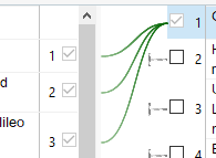 Screenshot of Trados Studio's alignment module from 2017 version showing the option to merge up to three segments together.